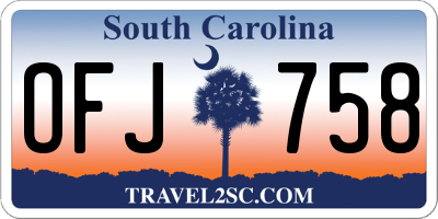 SC license plate OFJ758