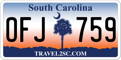SC license plate OFJ759