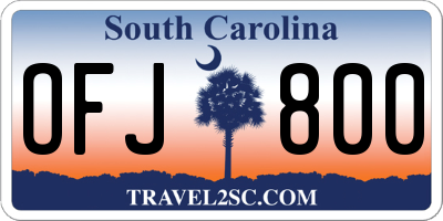 SC license plate OFJ800