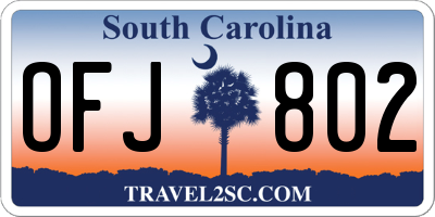 SC license plate OFJ802