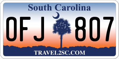 SC license plate OFJ807