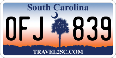 SC license plate OFJ839