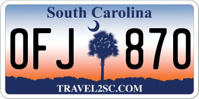 SC license plate OFJ870