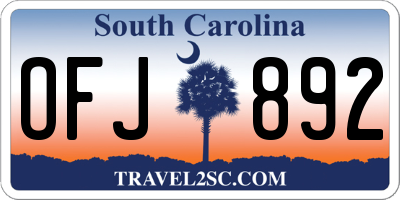 SC license plate OFJ892