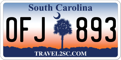 SC license plate OFJ893