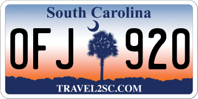 SC license plate OFJ920