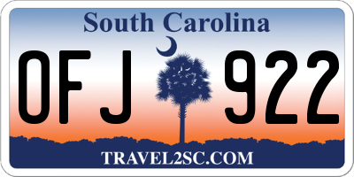 SC license plate OFJ922