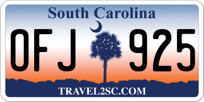 SC license plate OFJ925