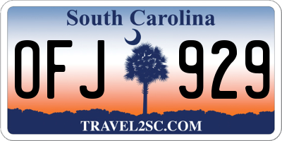 SC license plate OFJ929
