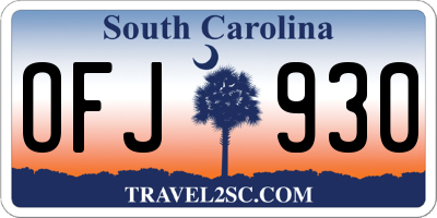 SC license plate OFJ930