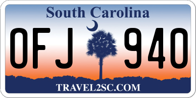 SC license plate OFJ940