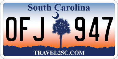 SC license plate OFJ947