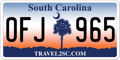 SC license plate OFJ965