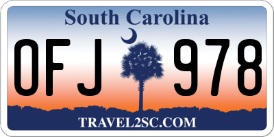SC license plate OFJ978