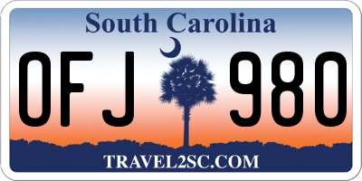 SC license plate OFJ980