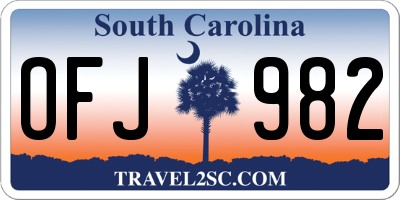 SC license plate OFJ982