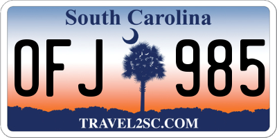 SC license plate OFJ985