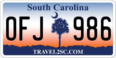 SC license plate OFJ986