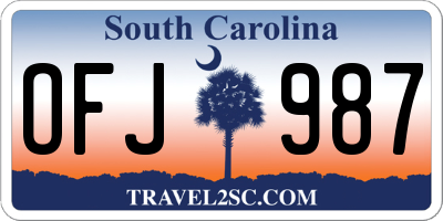SC license plate OFJ987