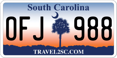 SC license plate OFJ988