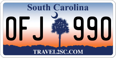 SC license plate OFJ990