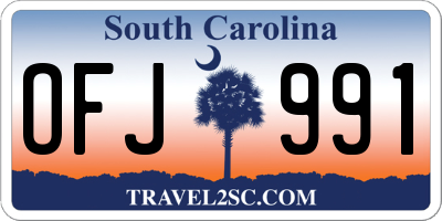 SC license plate OFJ991