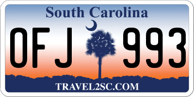 SC license plate OFJ993