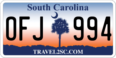 SC license plate OFJ994