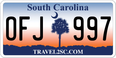 SC license plate OFJ997