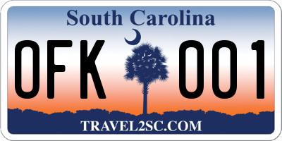 SC license plate OFK001