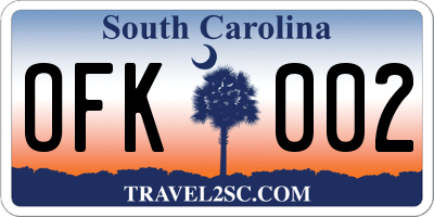 SC license plate OFK002