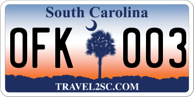 SC license plate OFK003