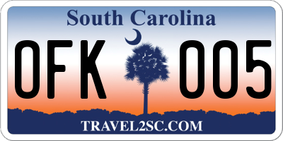 SC license plate OFK005