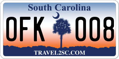 SC license plate OFK008