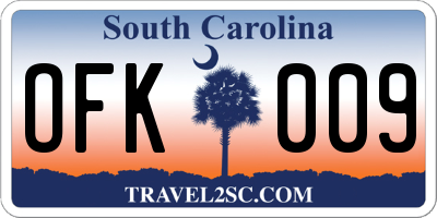 SC license plate OFK009