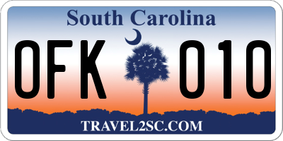 SC license plate OFK010