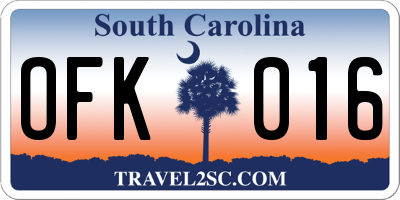 SC license plate OFK016