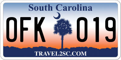 SC license plate OFK019