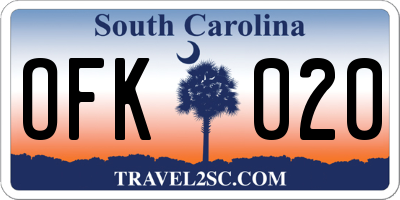 SC license plate OFK020