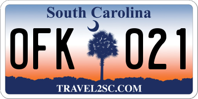 SC license plate OFK021