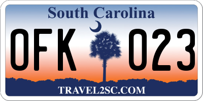 SC license plate OFK023
