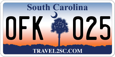SC license plate OFK025
