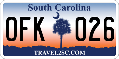 SC license plate OFK026