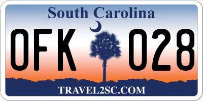 SC license plate OFK028