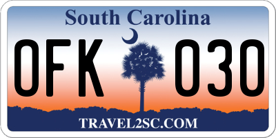 SC license plate OFK030