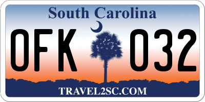 SC license plate OFK032