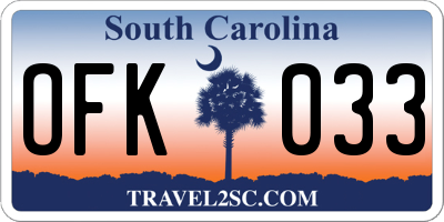 SC license plate OFK033
