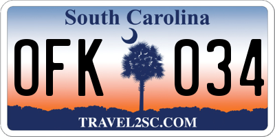SC license plate OFK034