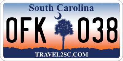 SC license plate OFK038