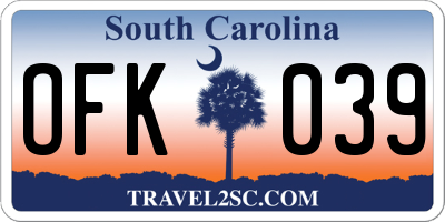 SC license plate OFK039